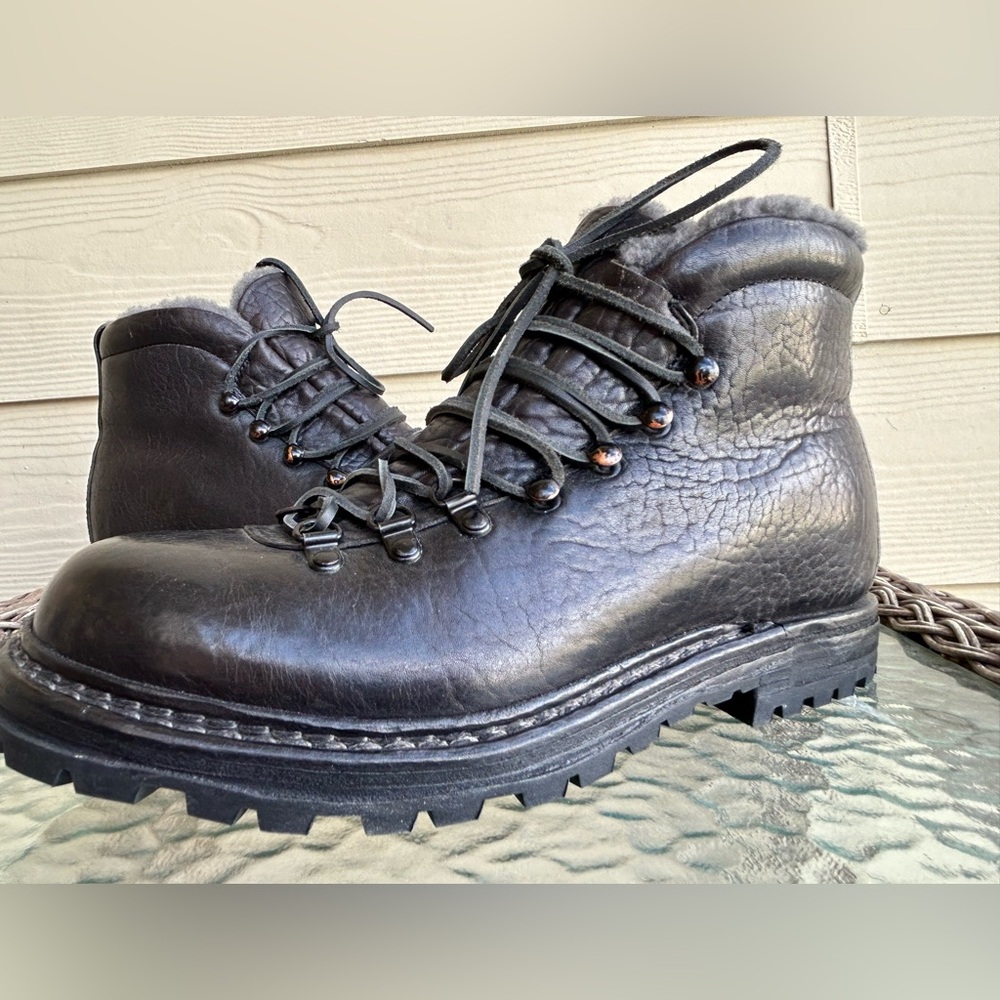 $998 OFFICINE CREATIVE (Made in Italy) KONTRA Grain Leather Shearling BOOT 41